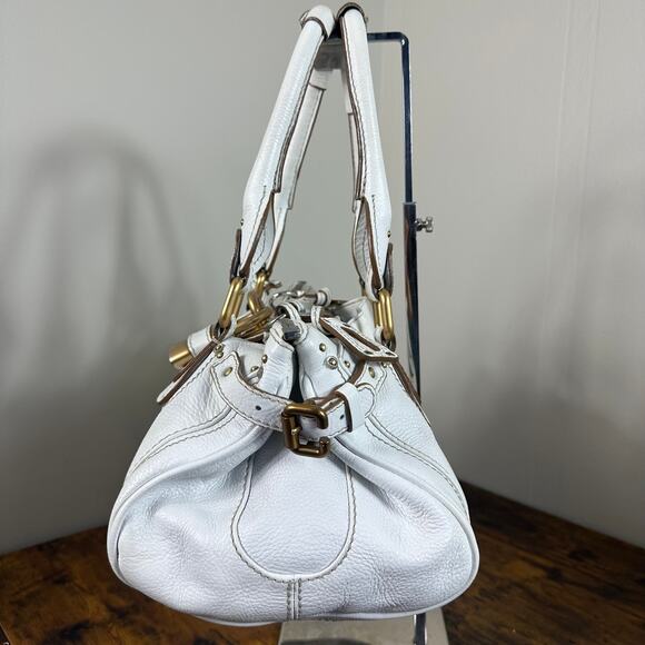 Chloe Paddington White Leather Satchel Bag Vintage Authentic - Picture 7 of 16